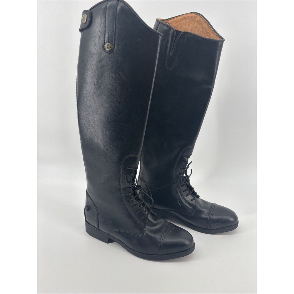 EQUISTAR Girls BLACK EQUESTRIAN TALL FIELD RIDING BOOTS SZ6 SYNTHETIC